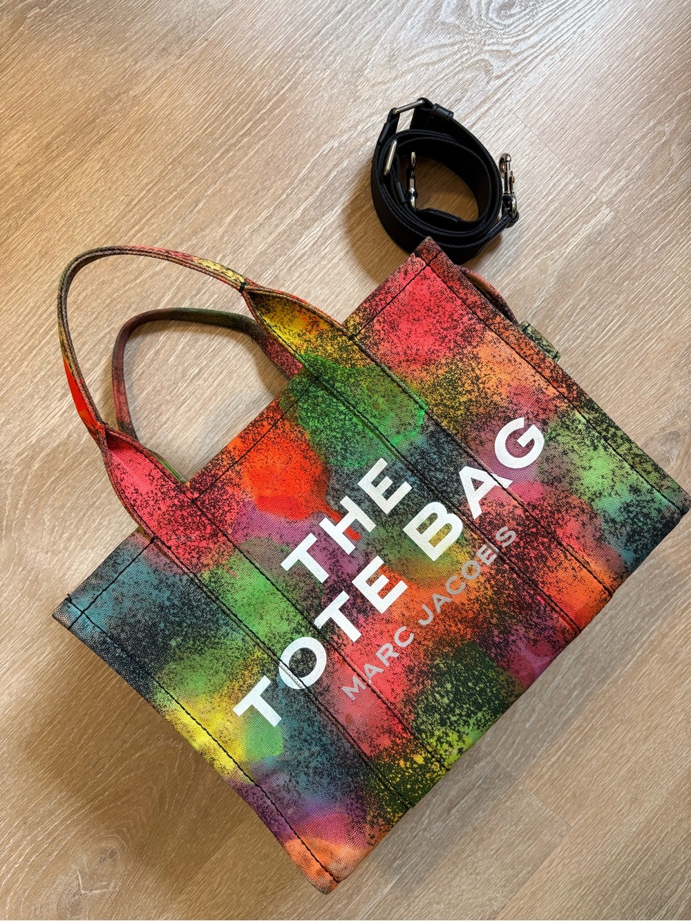 Medium Marc Jacobs Neon Rainbow Splatter The Tote Bag - Picture 2 of 9